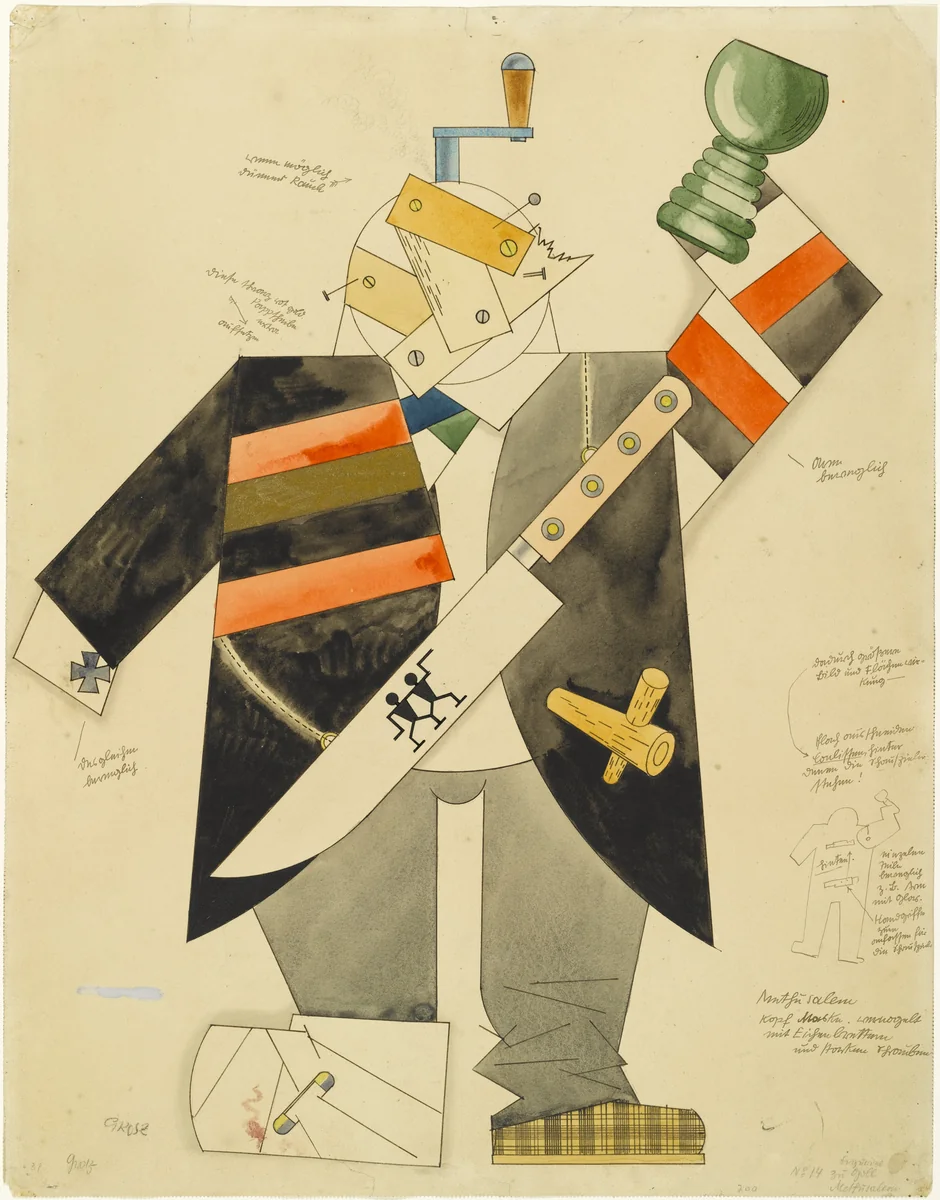 Methusalem. Costume design for the play Methusalem by George Grosz, drawing, 1922