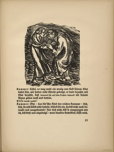 An Honest Man Must Go and Beg: Sorrow and Elise (Ein braver Mann muß gehn und betteln: Kummer und Elise) (in-text plate, page 53) from Der Findling (The Foundling) by Ernst Barlach, illustrated book, 1922