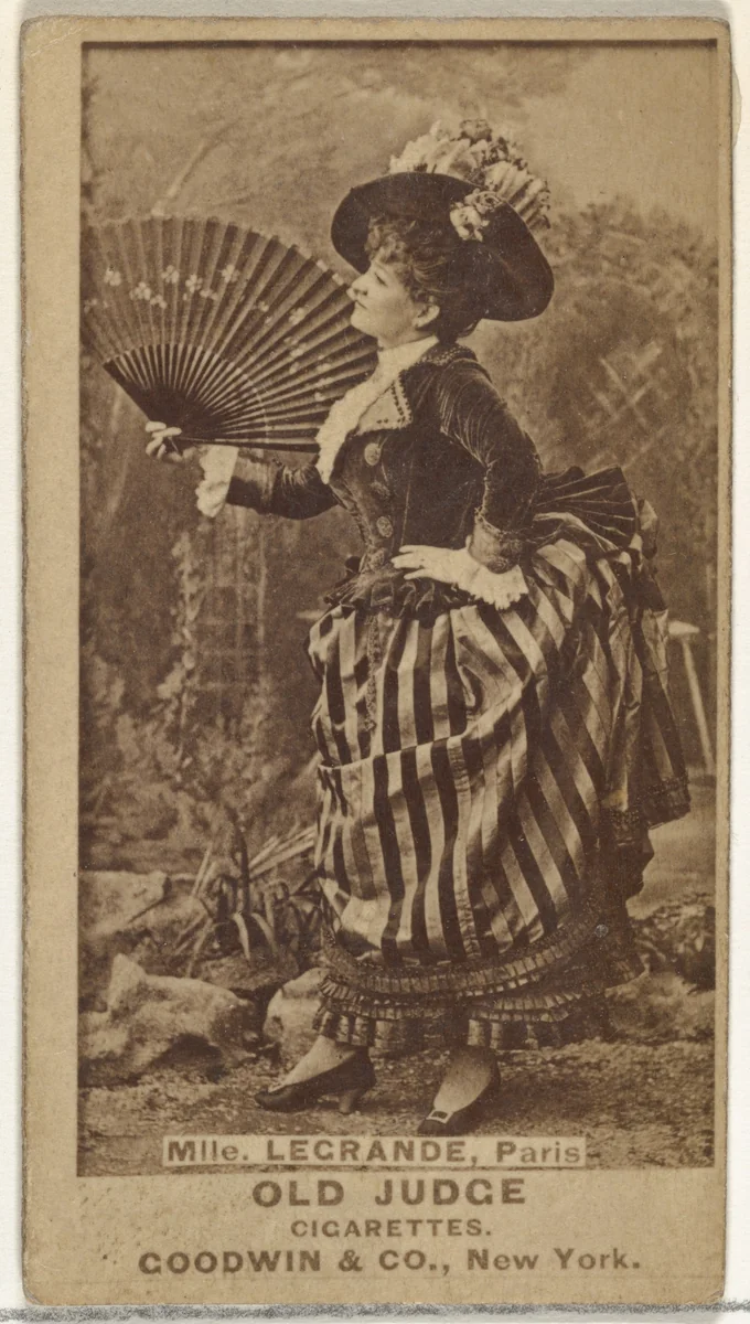 Mlle. Legrande, Paris, from the Actors and Actresses series (N171) for Old Judge Cigarettes by Goodwin & Company, photograph, 1886-1890