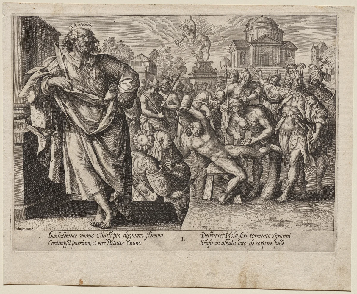 St. Bartholomew by Hendrick Goltzius, print, 1573-1583