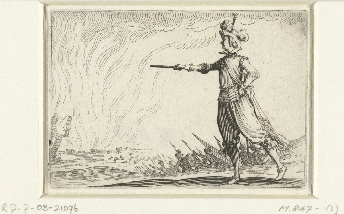 Bevelhebber te voet by Jacques Callot, print, 1621