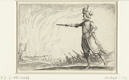 Bevelhebber te voet by Jacques Callot, print, 1621