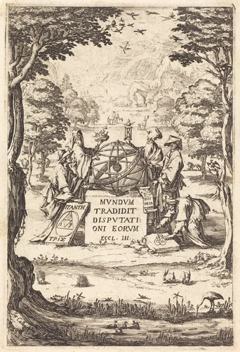 Frontispiece for the Sacred Cosmologia (Title with Astrologers) by Jacques Callot, print, 1592-1635
