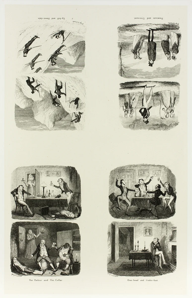 Over-Head and Under-Foot from George Cruikshank's Steel Etchings to The Comic Almanacks: 1835-1853 (top left) by George Cruikshank, print, 1842