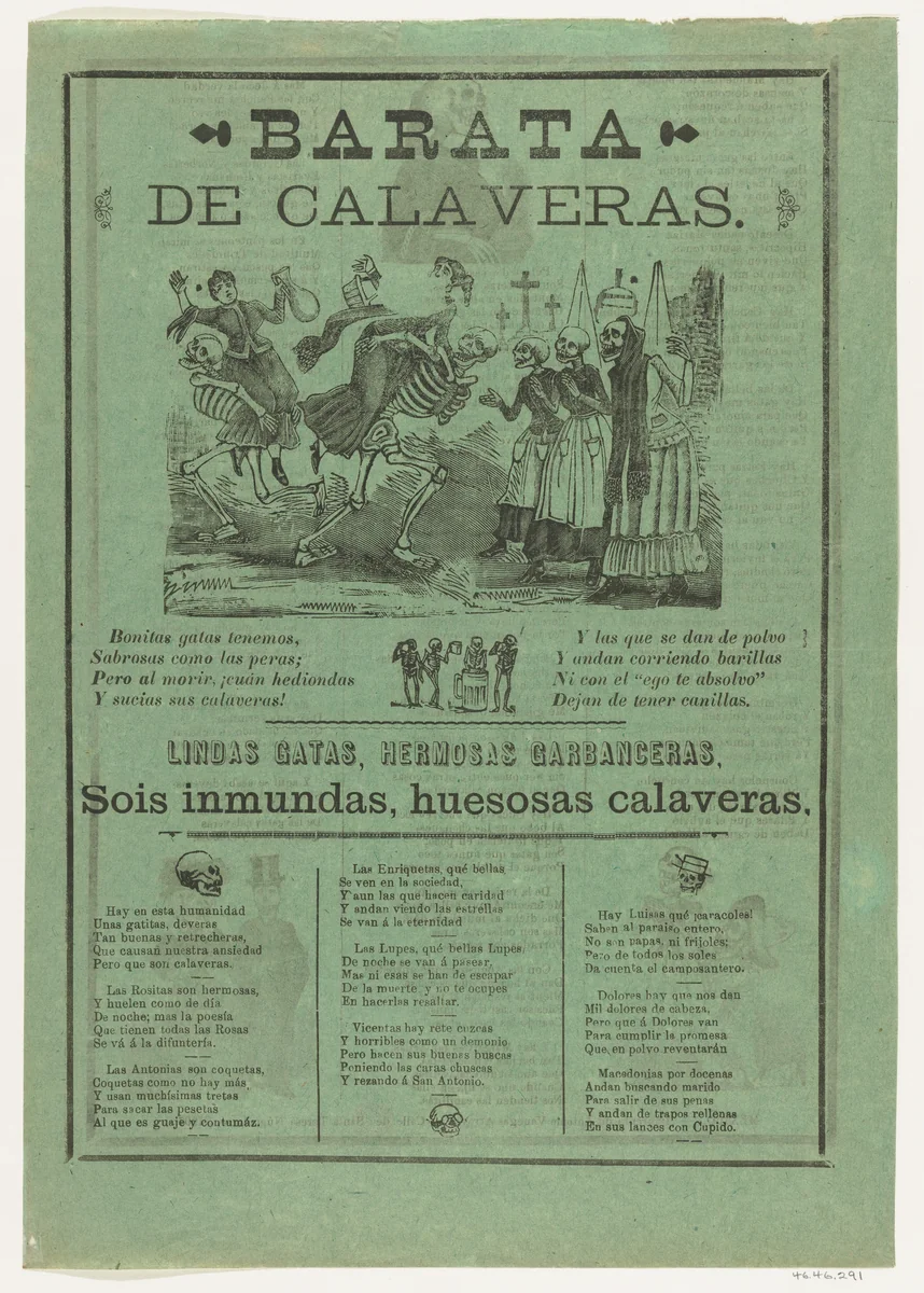 The sale of skeletons by José Guadalupe Posada, print, 1907