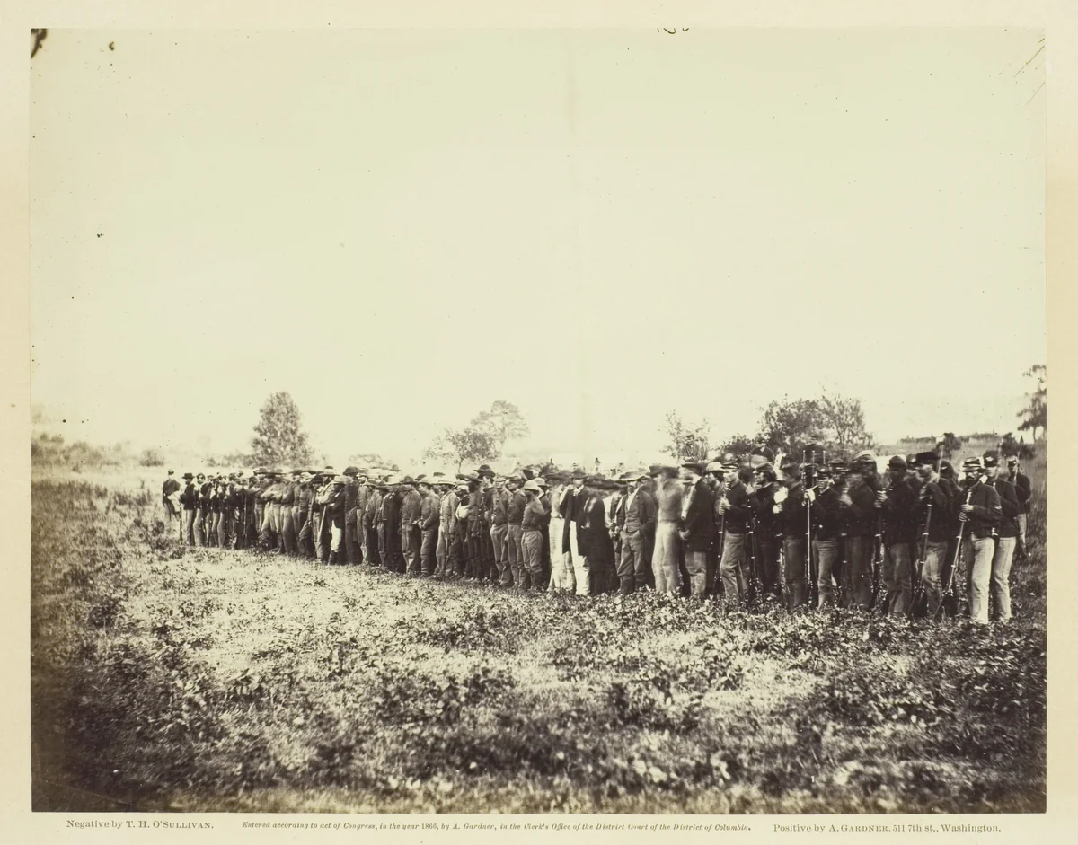 Group of Confederate Prisoners at Fairfax Court-House by Timothy O'Sullivan, photograph, 1863