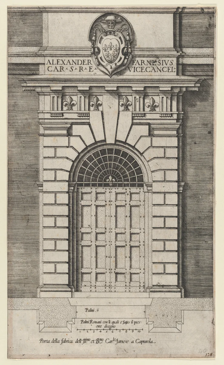 Porta della fabrica of the Farnese Palace, Caprarola, from "Speculum Romanae Magnificentiae" by anonymous, print, 1530-1580