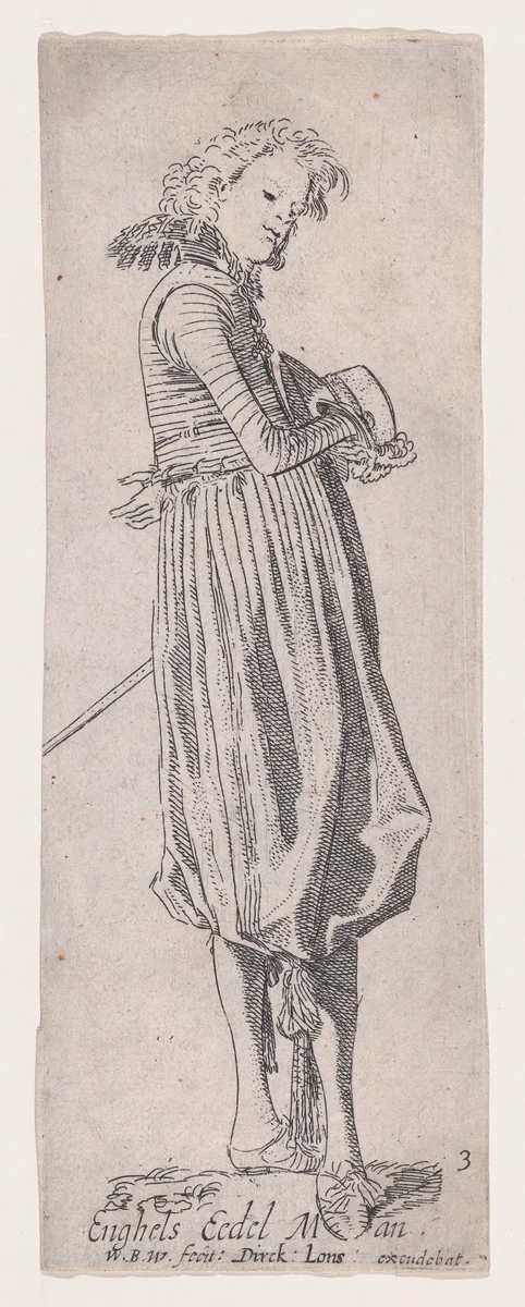 English Nobleman, from Noblemen of Different Countries, Plate 3 by Willem Pietersz Buytewech, print, 1610-1620