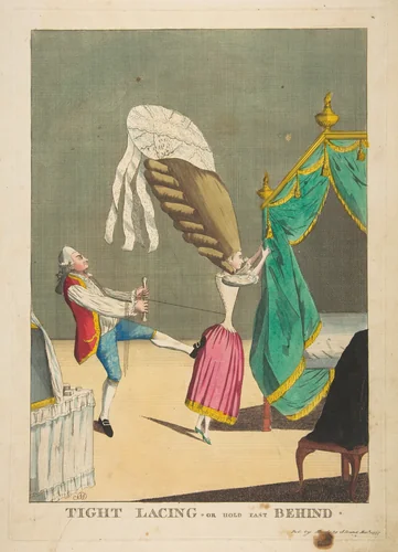 Tight Lacing or Hold Fast Behind by Matthias Darly, print, 1777