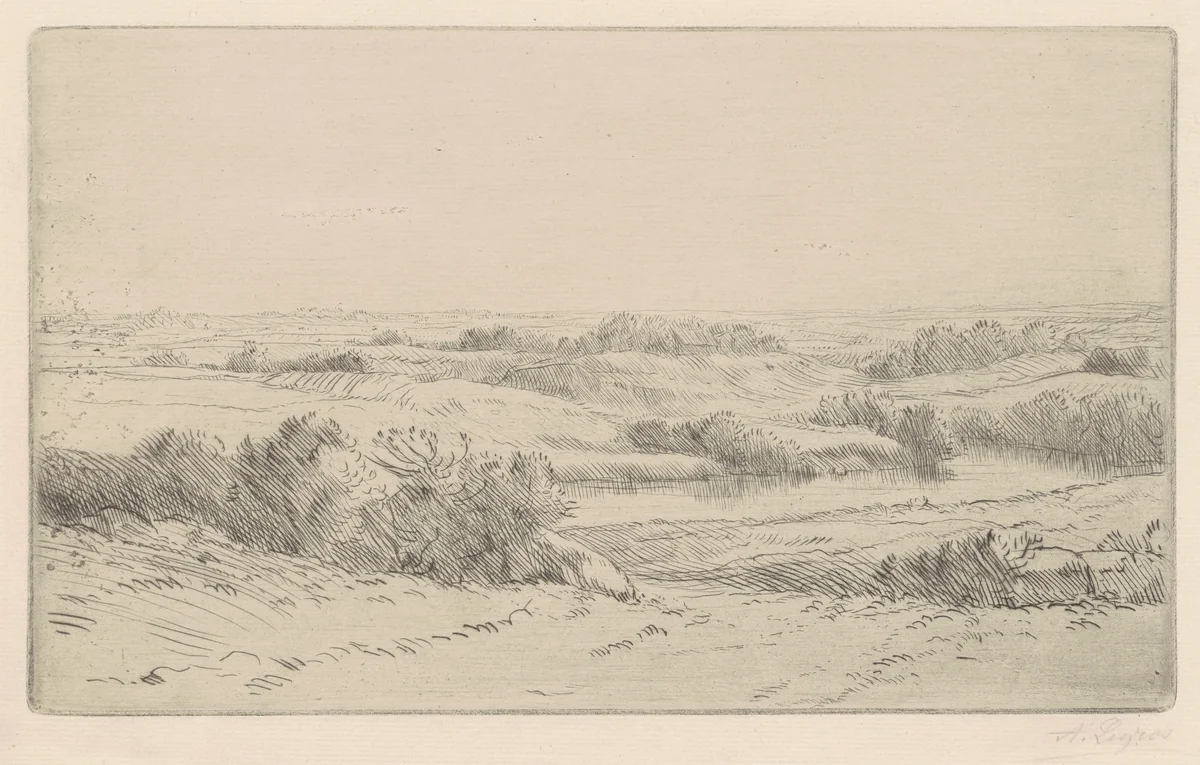 Banks of the Yanne (Les Bord de la Yanne) by Alphonse Legros, print, 1877-1900