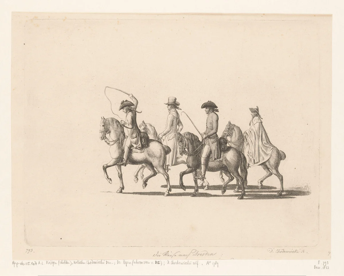 Reis van de kunstenaar naar Dresden in juni 1789 by Daniel Nikolaus Chodowiecki, print, 1795