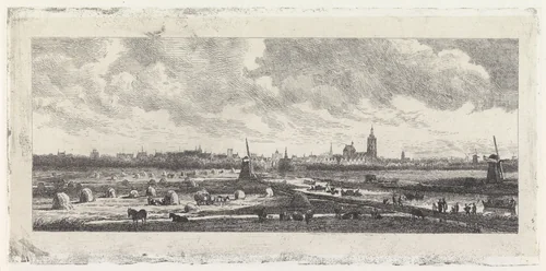 Gezicht op 's Gravenhage by Julius Jacobus van de Sande Bakhuyzen, print, 1845-1885