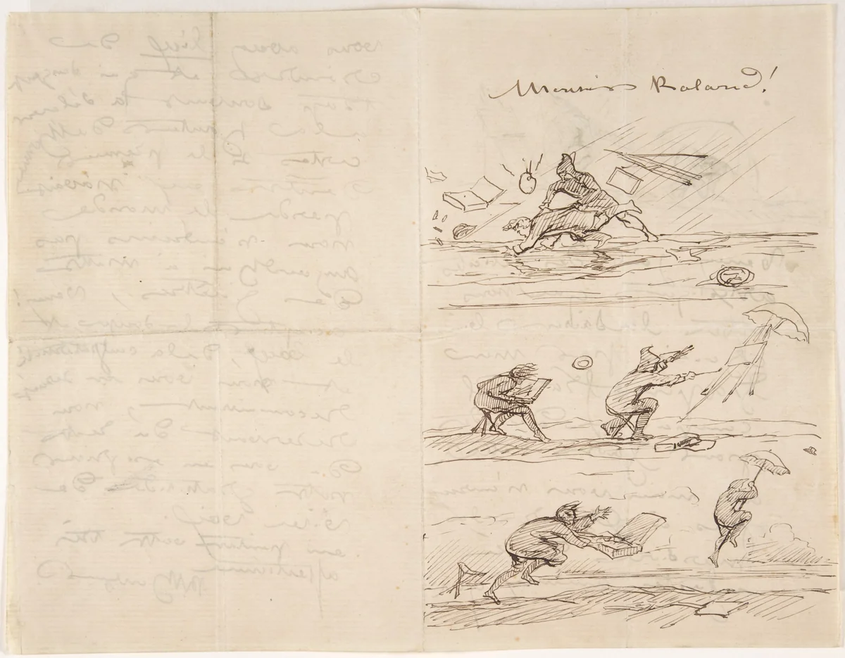 Illustrated letter to M. Roland by Rosa Bonheur, drawing, 1840-1899