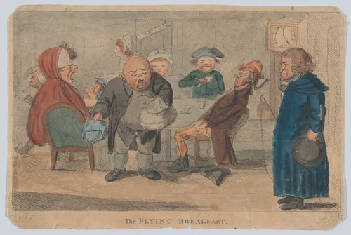 The Flying Breakfast, or Contents of a Night Coach by anonymous, print, 1792