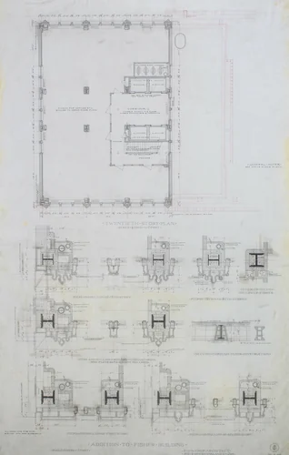 Fisher Building Addition, Chicago, Illinois, Detail by Peter Joseph Weber, drawing, 1890