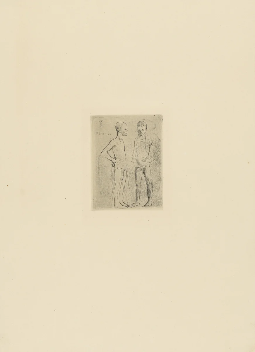 The Two Acrobats (Les Deux saltimbanques) from the Saltimbanques series by Pablo Picasso, print, 1905