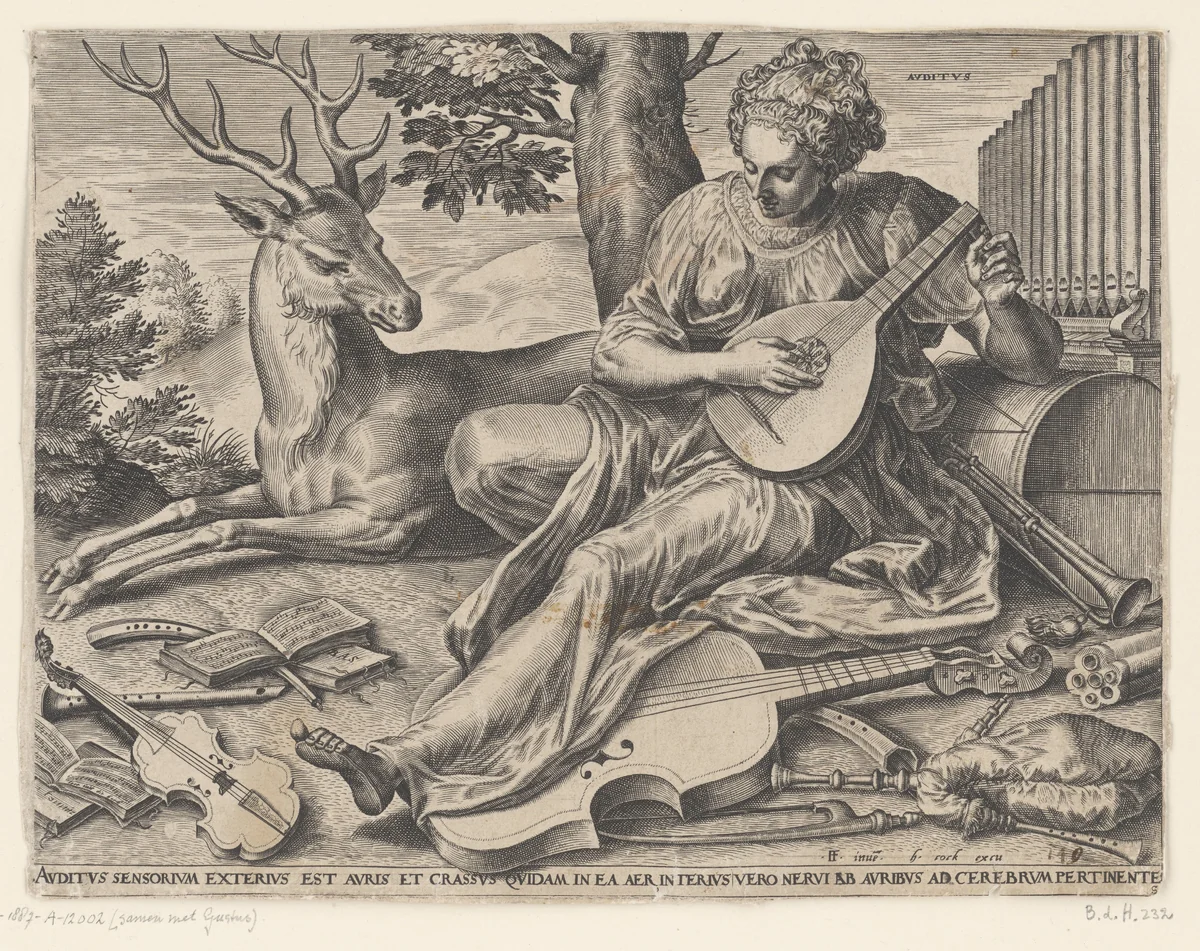 Het gehoor (Auditus) by Cornelis Cort, print, 1561