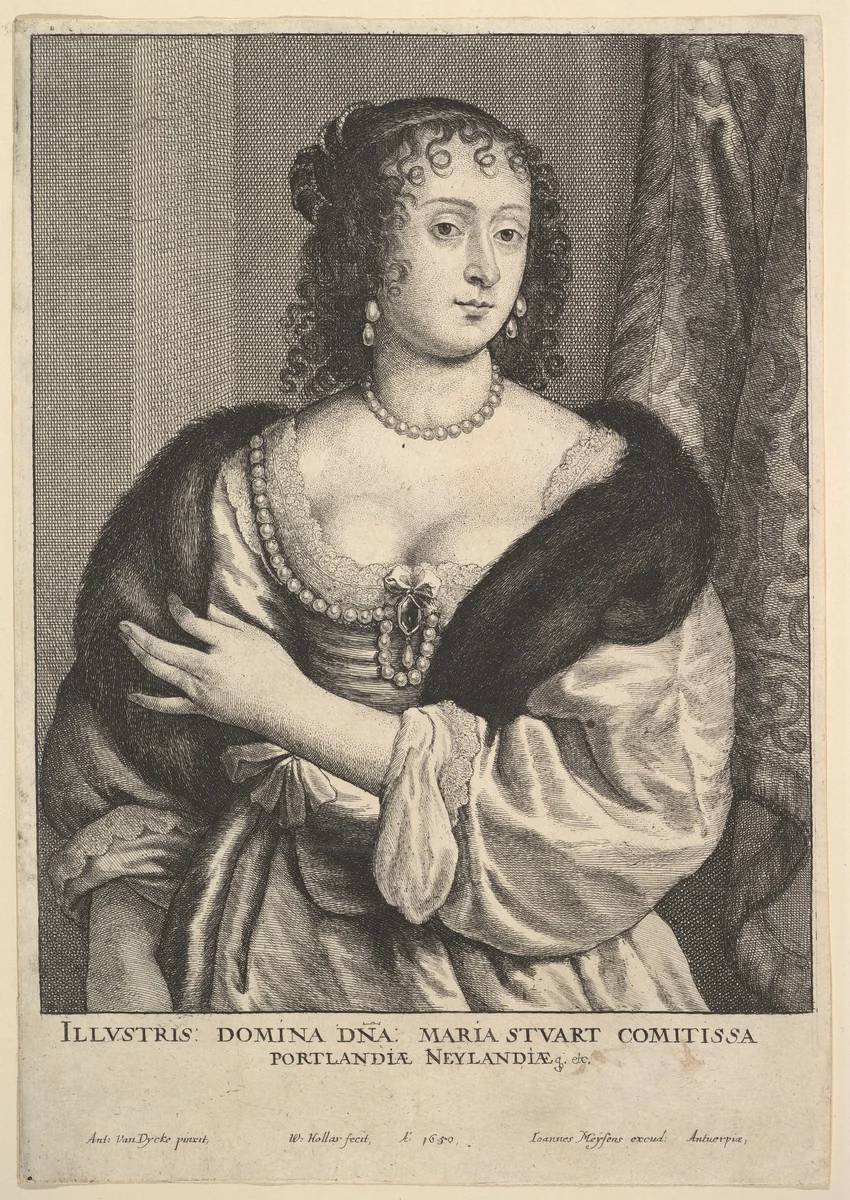 Frances Stuart, Countess of Portland by Wenceslaus Hollar, print, 1650