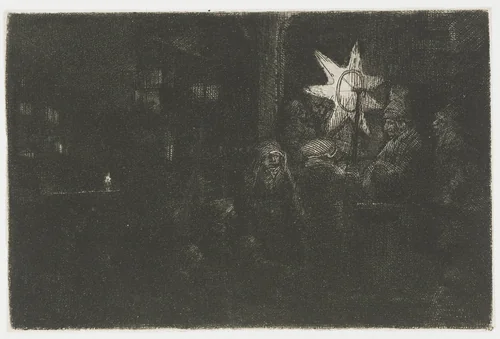 The Star of the Kings: a night piece by Rembrandt van Rijn, print, 1651