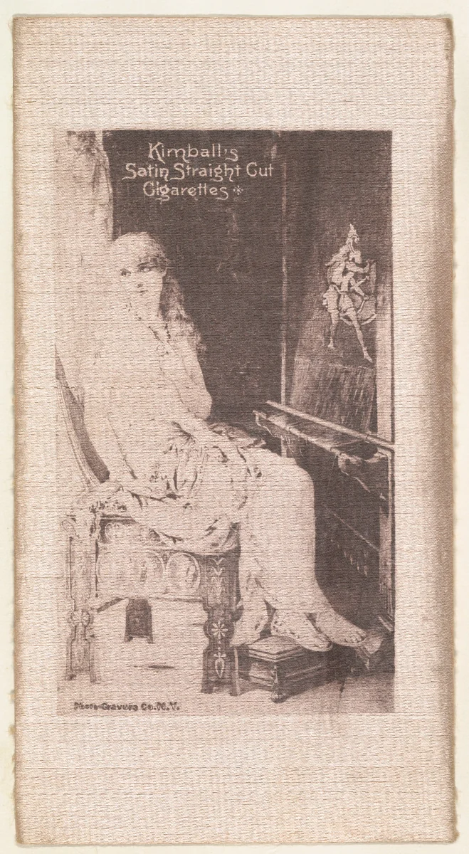 Seated woman (on purple silk), from the Girl Art Subjects series (N193) issued by Wm. S. Kimball & Co. by William S. Kimball & Company, print, 1887-1894