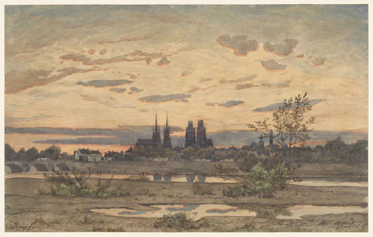A View of Moulins by Henri Joseph Harpignies, drawing, 1850-1860