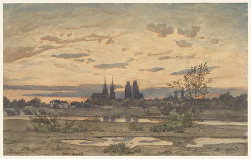 A View of Moulins by Henri Joseph Harpignies, drawing, 1850-1860