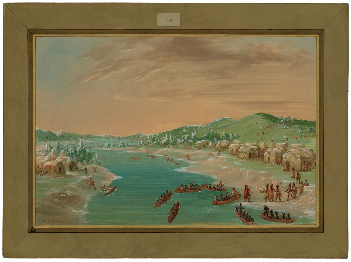 La Salle and Party Arrive at the Village of the Illinois. January 1, 1680 by George Catlin, painting, 1847-1848