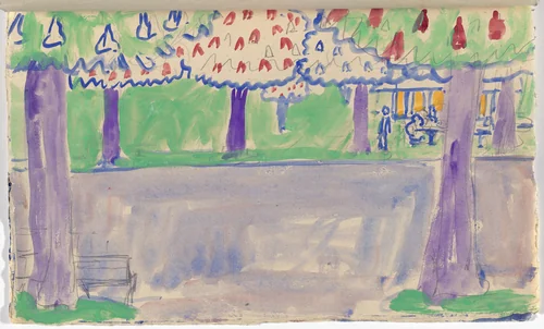 Scenery design (Avenue des Champs-Elysées) for artist's ballet Orphée of the Quat-z-arts by Florine Stettheimer, drawing, 1912