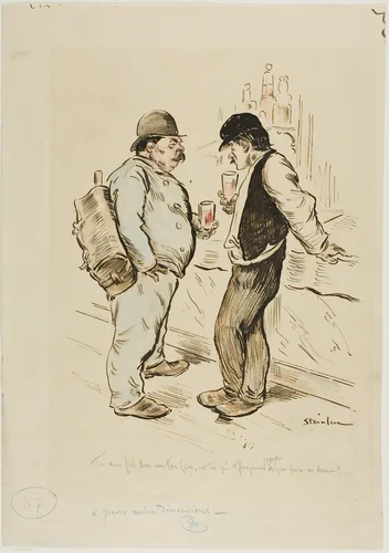Tu nous fais _uer avec ton Csar, est-ce qui t'fera jamais gagner de quoi boire un verre!... by Théophile Alexandre Steinlen, drawing, 1879-1923