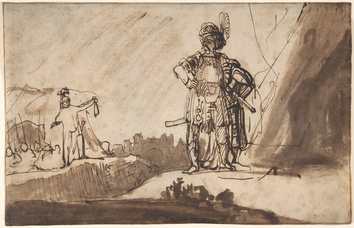 David Showing Saul the Tip of His Coat by Ferdinand Bol, drawing, 1636-1641