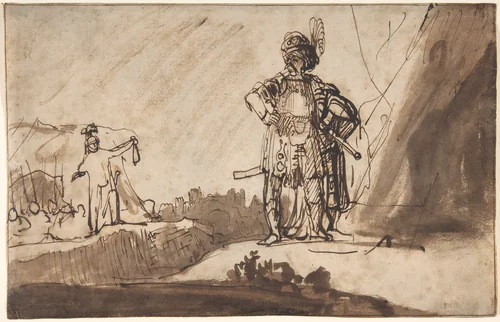 David Showing Saul the Tip of His Coat by Ferdinand Bol, drawing, 1636-1641