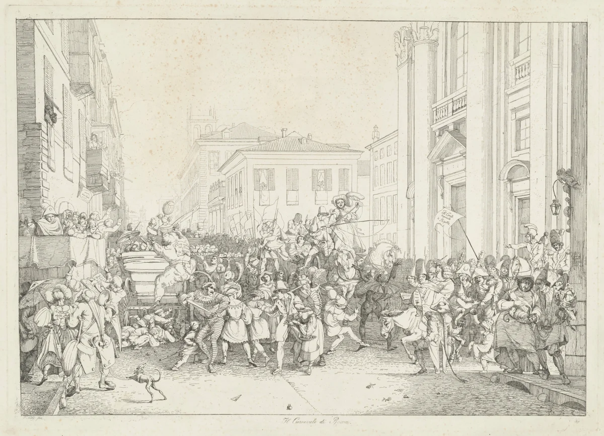 Il Carnevale di Roma (Carnival in Rome) by Friedrich Nerly, print, 1829