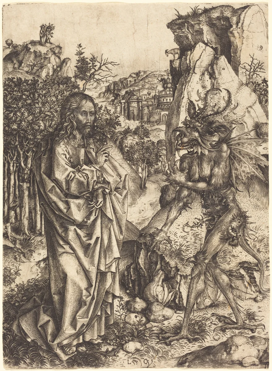 The Temptation of Christ by Master LCz, print, 1500-1505