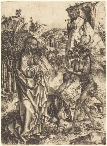 The Temptation of Christ by Master LCz, print, 1500-1505