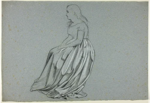 Profile of a Seated Woman by Henry Stacy Marks, drawing, 1849-1898