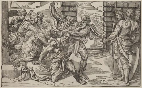 Samson and Delilah by Nicolò Boldrini, print, 1540