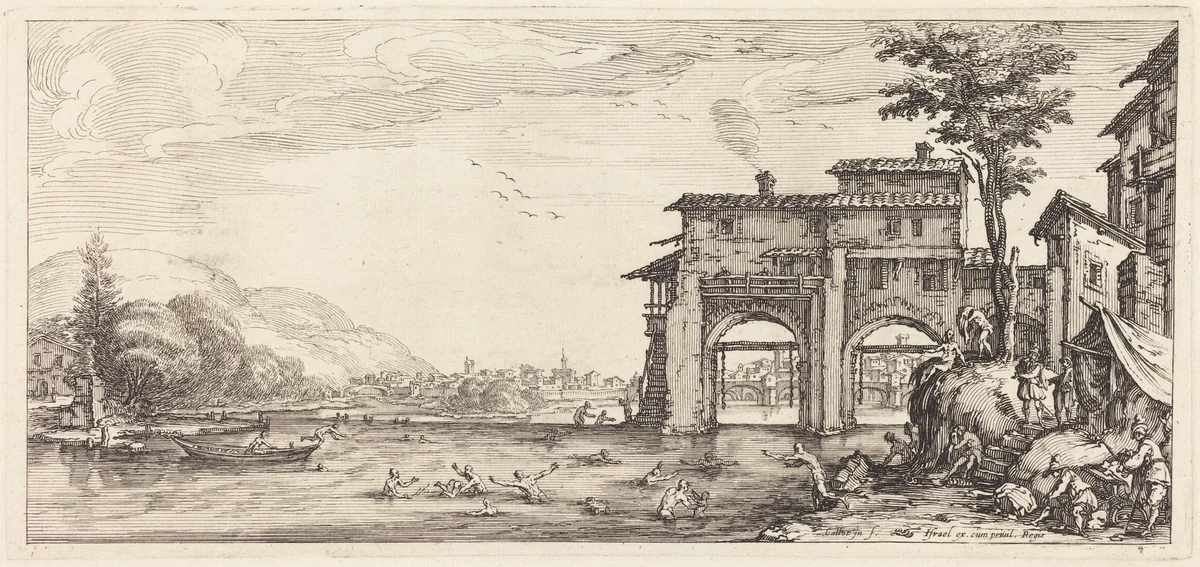 The Bathers by Jacques Callot, print, 1630