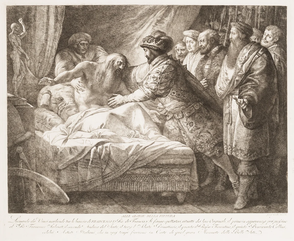 Allegory of Painting (The Death of Leonardo da Vinci) by Giuseppe Cades, print, 1775-1804