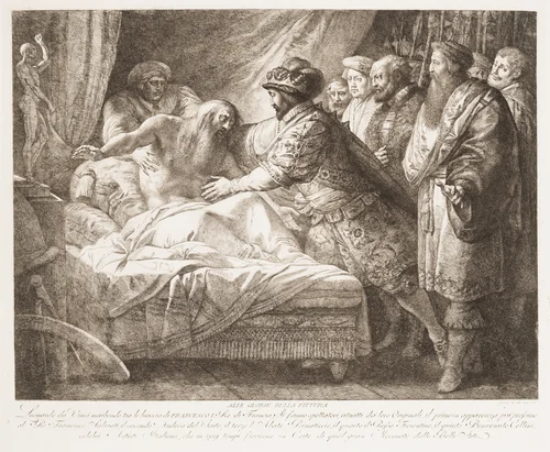 Allegory of Painting (The Death of Leonardo da Vinci) by Giuseppe Cades, print, 1775-1804