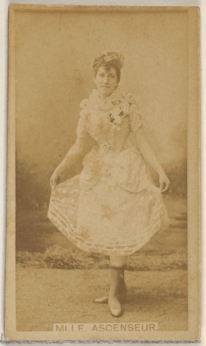 Mlle. Ascenseur, from the Actors and Actresses series (N45, Type 8) for Virginia Brights Cigarettes by Allen & Ginter, photograph, 1885-1891