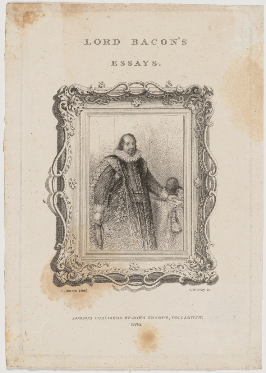 Lord Bacon's Essays - Title Page by George Murray, print, 1742-1822