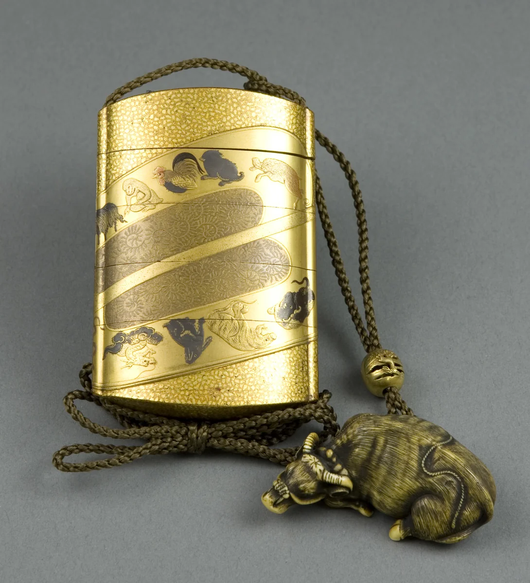 Inro Decorated with the Animals of the Zodiac by Koma Kyuhaku, other, 1801-1900