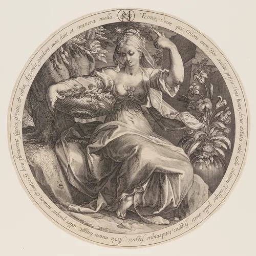 Flora by Herman Jansz. Muller, print, 1598-1602