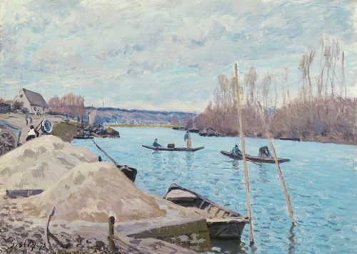 The Seine at Port-Marly, Piles of Sand by Alfred Sisley, painting, 1875