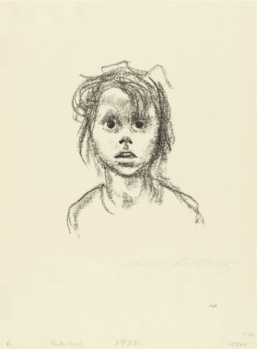 Child's Head (Kinderkopf) by Käthe Kollwitz, print, 1925