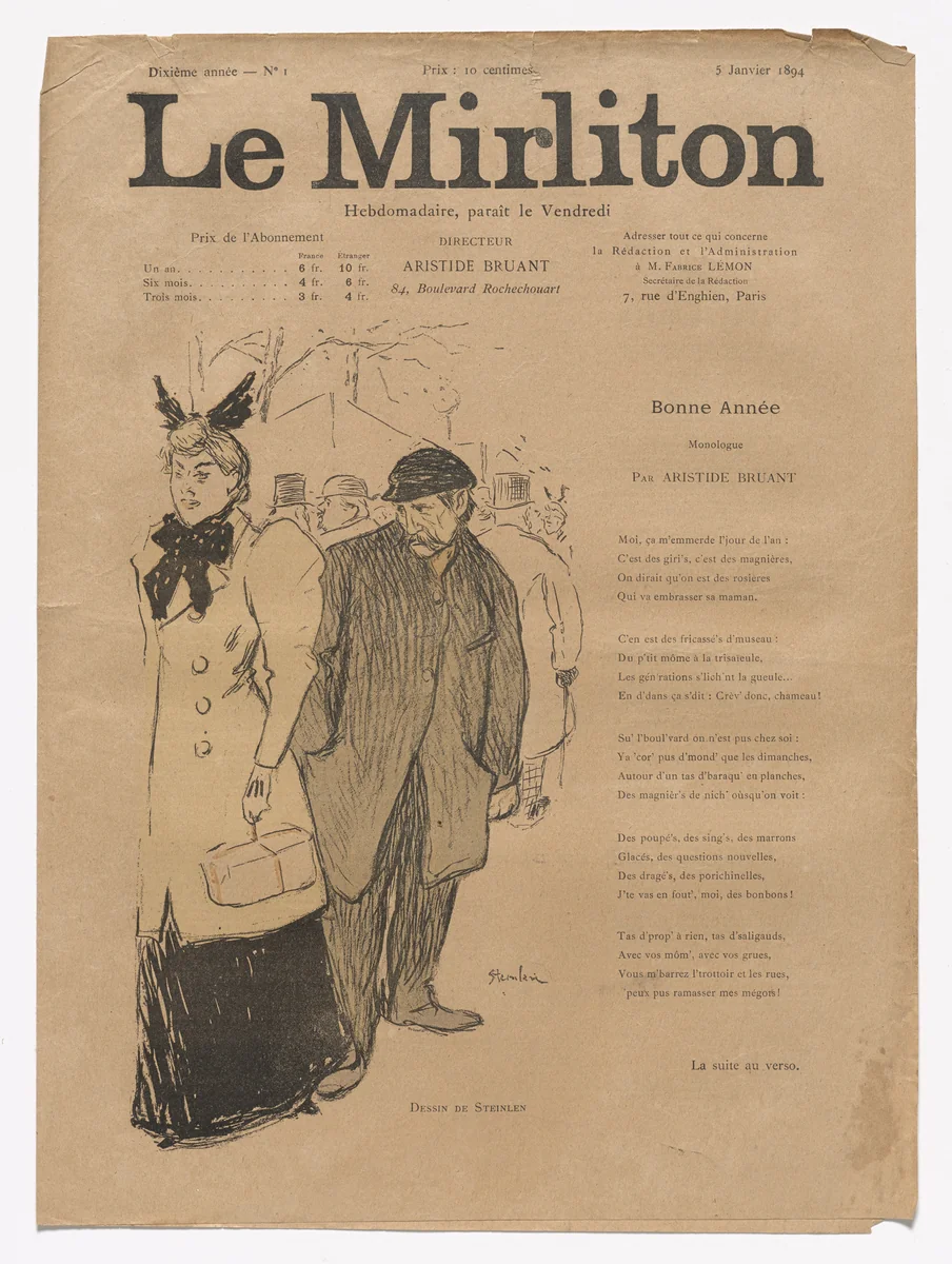Le Mirliton, no. 1 by Théophile-Alexandre Steinlen, periodical, 1894