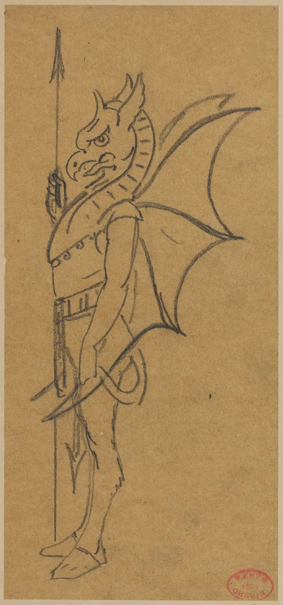 Figure Dressed as a Griffin by Alfred Grévin, drawing, 1827-1892