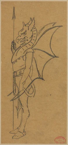 Figure Dressed as a Griffin by Alfred Grévin, drawing, 1827-1892