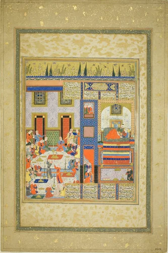 The Wedding Night of Anushirvan and the Khaqan's Daughter (from a copy of Firdausi's Shahnama) by Iran Shiraz, painting, 1560-1570