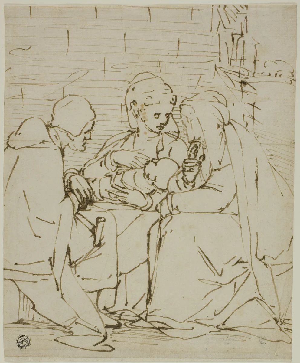 Holy Family with Saint Anne by Luca Cambiaso, drawing, 1565-1575
